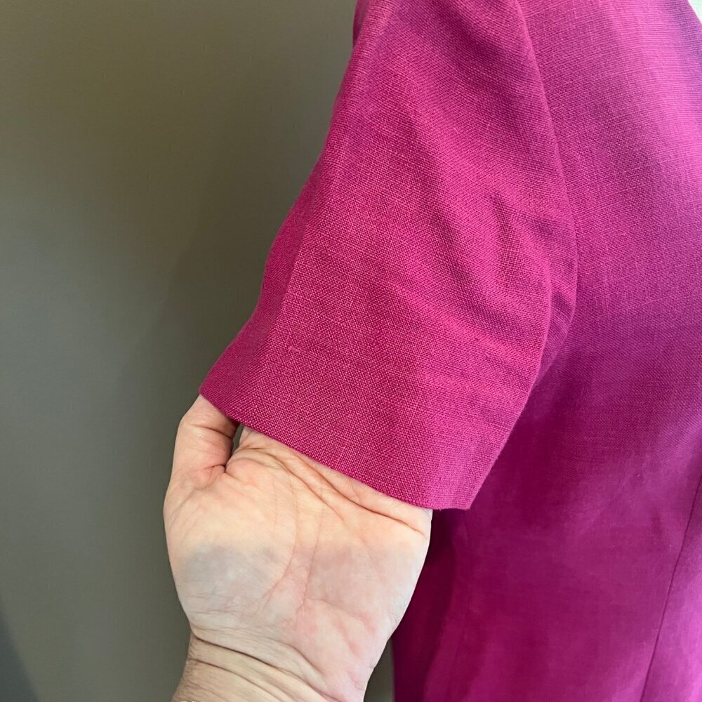 Women's Oberon Fuchsia Linen Classy midi length Dress, Size 12 - Picture 3 of 11